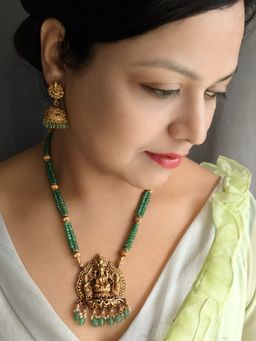 GRIIHAM - Multi-Color Premium Gold Plated Long Necklace Set In Crystal Natural Stones