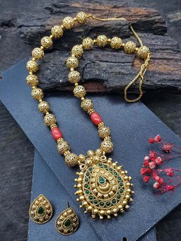 GRIIHAM - Multi-Color Premium Gold Finish Reversible Necklace Set