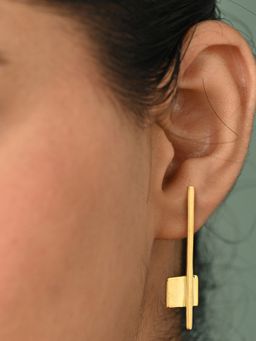 CLARA - 925 Sterling Silver Gold Plated Yara Geometric Earrings for Women