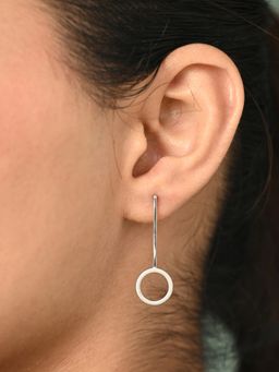 CLARA - 925 Silver Platinum Plated Gaia Circle Geometric Matte Finish Earrings