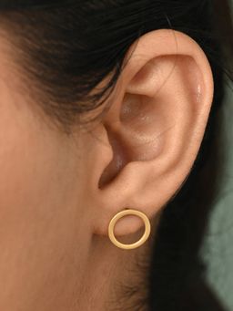 CLARA - 925 Silver Gold Plated Noa Geometric Matte Finish Stud Earrings for Women