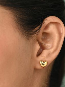 CLARA - 925 Sterling Silver Gold Plated Stella Golden Heart Stud Earrings for Women