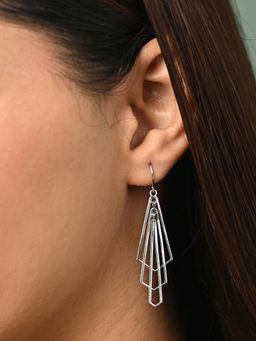 CLARA - 925 Sterling Silver Platinum Plated Vera Geometric Earrings for Women