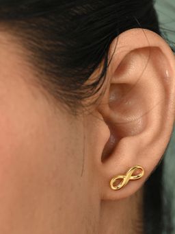CLARA - 925 Silver Gold Plated Riley Golden Infinity Stud Earrings for Women