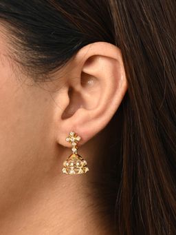 CLARA - White 925 Silver Keya Gold Plated Swiss Zirconia Jhumki Earrings for Women