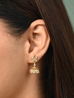 CLARA - White 925 Silver Ahalya Gold Plated Swiss Zirconia Jhumki Earrings for Women