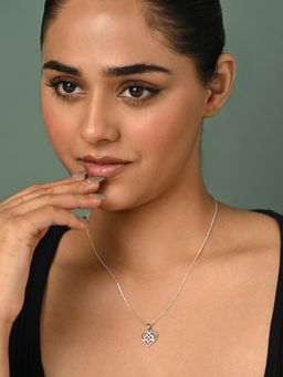 CLARA - 925 Silver Platinum Plated Atiya Heart Pendant Chain Necklace for Women