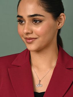 CLARA - White 925 Silver Platinum Plated Swiss Zirconia Religious Radha Pendant Necklace