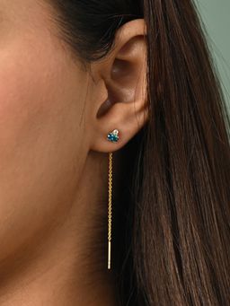 CLARA - Blue 925 Silver Multi Color Gold Plated Long Chain Sui Dhaga Threader Earrings