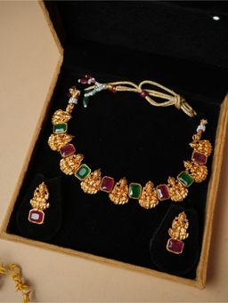 VIRAASI - Multi-Color Gold Plated Stone Necklace Set