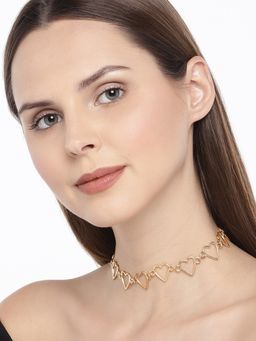 OOMPH - Gold Tone Heart Fashion Choker Necklace for Women