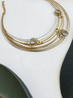 Suhani Pittie - White Cyber Crystal 22K Gold Plated Choker Neckpiece