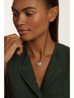 Ted Baker - White Crystal Cluster Heart Locket Pendant Necklace