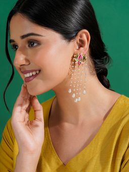 Teejh - Chamak Chalo Light Pink and Fuchsia Pink Truck Art Earrings