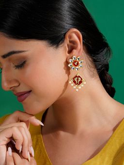 Teejh - Dekho Magar Pyaar Se Maroon and Orange Truck Art Earrings