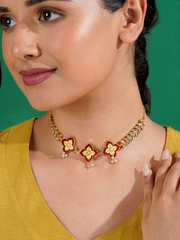 Teejh - Hello Phools Maroon Necklace