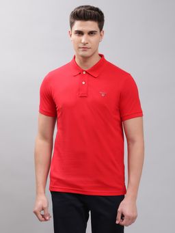 GANT - Men Red Solid Regular Polo T-shirt