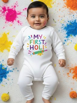 Zeezeezoo - My First Holi 2026 100% Cotton Baby Romper
