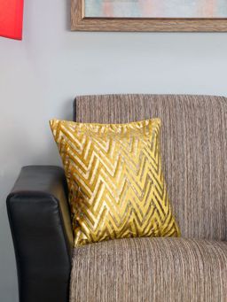 At Home by Nilkamal - Foil Scroll Cushion Cover 40 x 40 cm Yellow