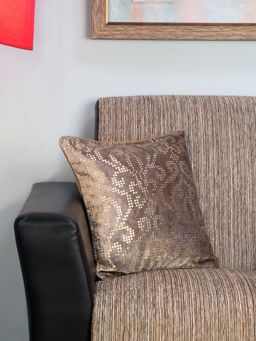 At Home by Nilkamal - Foil Geo Cushion Cover 40 x 40 cm Brown