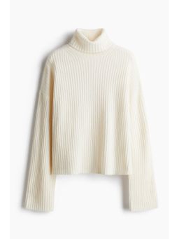 H&M - Women White Oversized polo-neck jumper