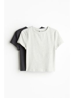 H&M - Women Grey 2-pack cropped T-shirts