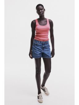 H&M - Women Pink Ribbed vest top