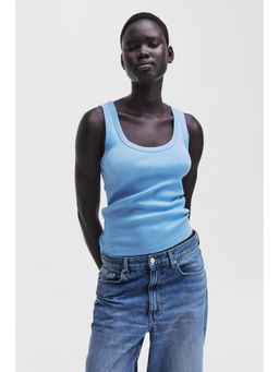 H&M - Women Blue Ribbed vest top