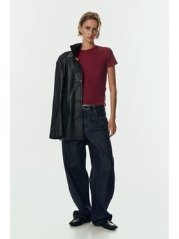 H&M - Women Red Ribbed T-shirt