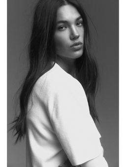 H&M - Women White Fine-knit T-Shirt