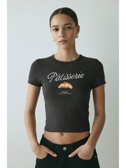 H&M - Women Grey Fitted cotton Cropped T-Shirt