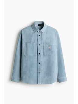 H&M - Men Blue Oversized cotton corduroy shirt