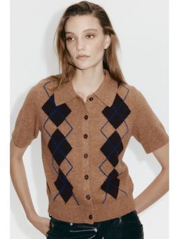 H&M - Women Beige Collared cardigan