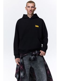 H&M - Men Black Loose Fit Printed hoodie