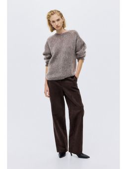 H&M - Women Brown Straight-leg coated trousers