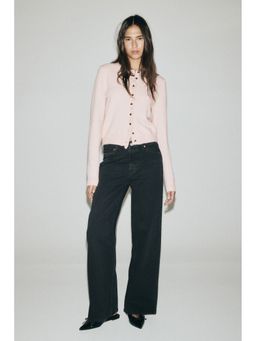 H&M - Women Pink Frill-trimmed cardigan