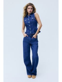 H&M - Women Blue Peplum denim waistcoat
