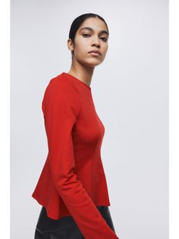 H&M - Women Red Jersey peplum top