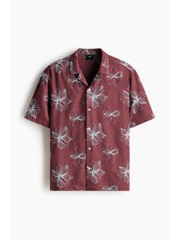 H&M - Men Red Regular Fit Embroidered resort shirt