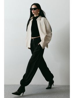 H&M - Women Beige Oversized poplin shirt