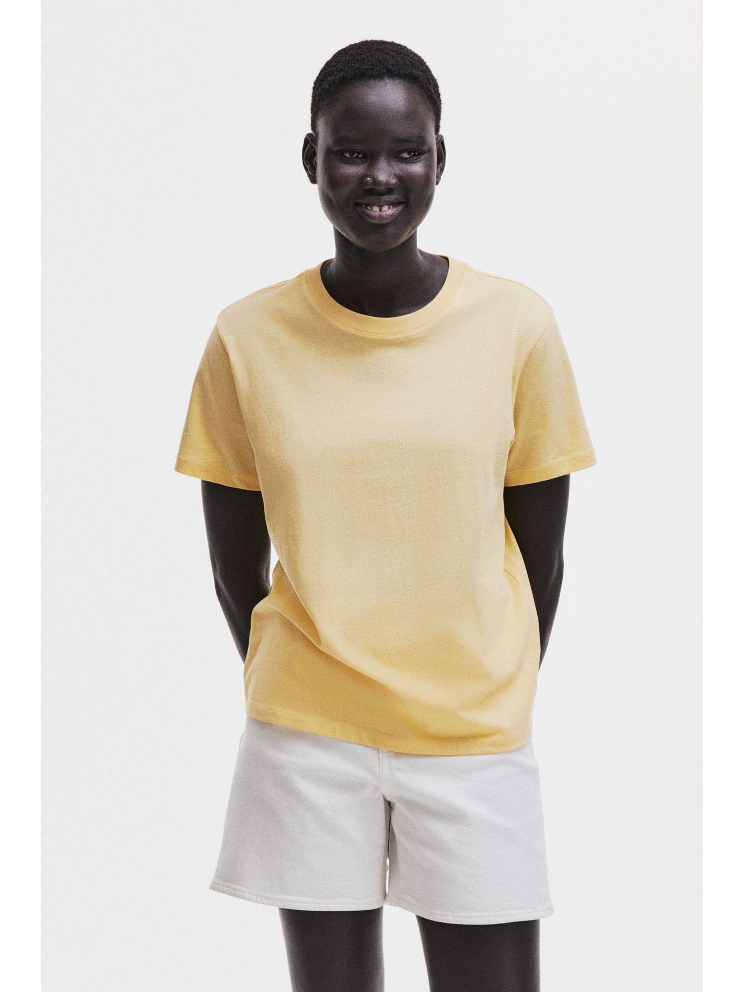 h&m Women Yellow Cotton T-shirt-picture-40