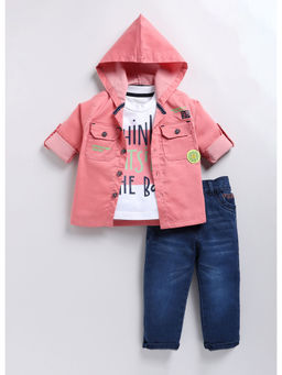 Little Collars - Hooded Button Up Shirt Jacket and Deni Pants Set for Boys (Set of 3)