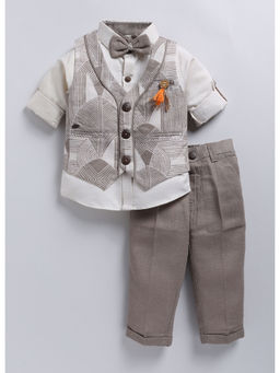 Little Collars - Aesthetically Elegant Brown Waistcoat Formal Jacket Set (Set of 5)