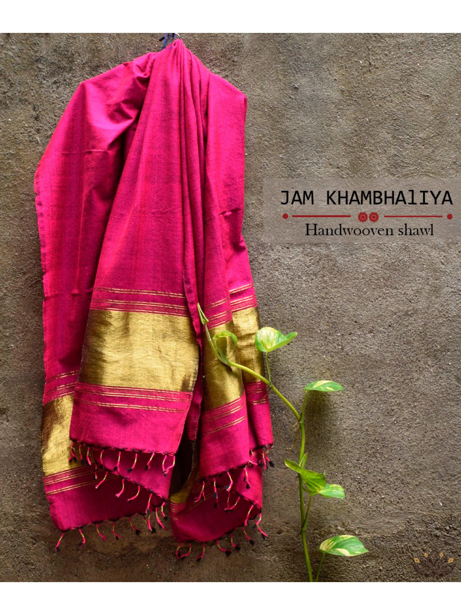 amounee Jamkhambaliya Handwoven Shawl - Pink-picture-20