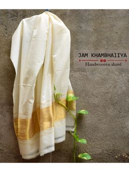 Amounee - Jamkhambaliya Handwoven Shawl - White