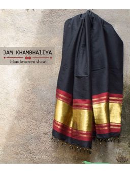 Amounee - Jamkhambaliya Handwoven Shawl - Black