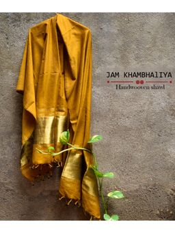 Amounee - Jamkhambaliya Handwoven Shawl - Mustard