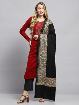 Monte Carlo - Womens Self Design Black Shawl