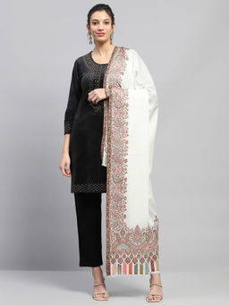 Monte Carlo - Womens Self Design White Shawl