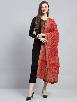 Monte Carlo - Womens Self Design Red Shawl